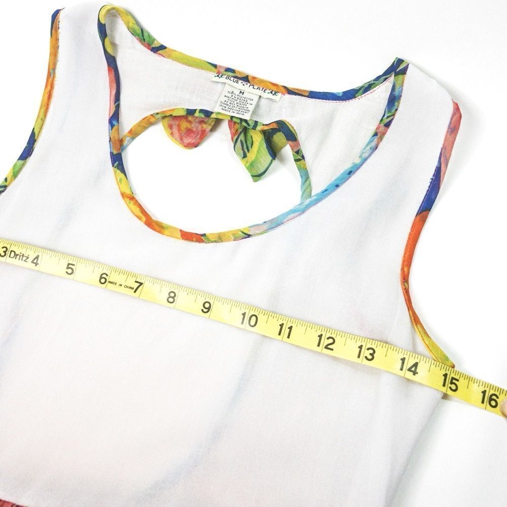 Blue Plate Floral Open Back Tank Dress Sz M - Picture 7 of 10